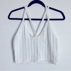 ZARA Women’s White Halter Double Cable Knit Crop Top
